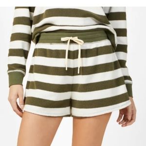 Outerknown Green and White Striped Women Shorts